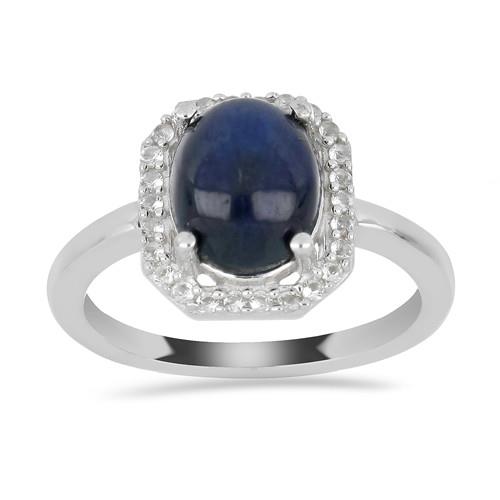 BUY NATURAL STAR SAPPHIRE GEMSTONE HALO RING IN 925 SILVER